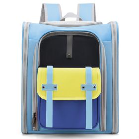 Outdoor Portable Backpack Portable Folding Breathable Cat Pet Dog Bag (Option: 8 Blue)