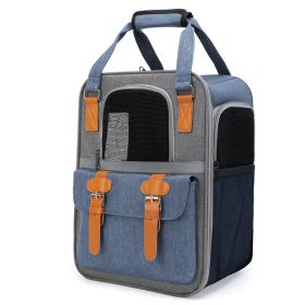 Outdoor Portable Backpack Portable Folding Breathable Cat Pet Dog Bag (Option: 06 Style Blue)