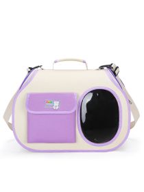 Outdoor Portable Backpack Portable Folding Breathable Cat Pet Dog Bag (Option: Crossbody Purple)
