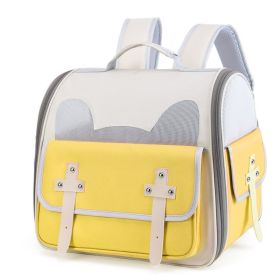 Outdoor Portable Backpack Portable Folding Breathable Cat Pet Dog Bag (Option: 7 Yellow)