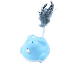 Feather Fishing Rod Turntable Automatic Self-Hi Laser Cat Teaser Toy (Option: Blue White-One Size)