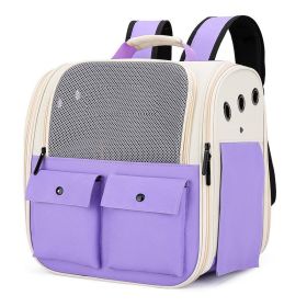 Outdoor Portable Backpack Portable Folding Breathable Cat Pet Dog Bag (Option: 4 Purple)