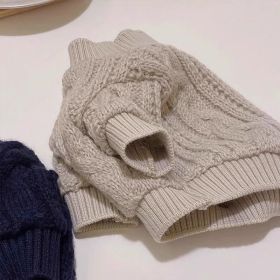 Casual Simple Solid Color Pet Sweater Warm Cat Anti-lint Clothes (Option: Gray-M)